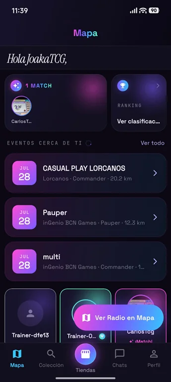 TradeMatches pantalla principal