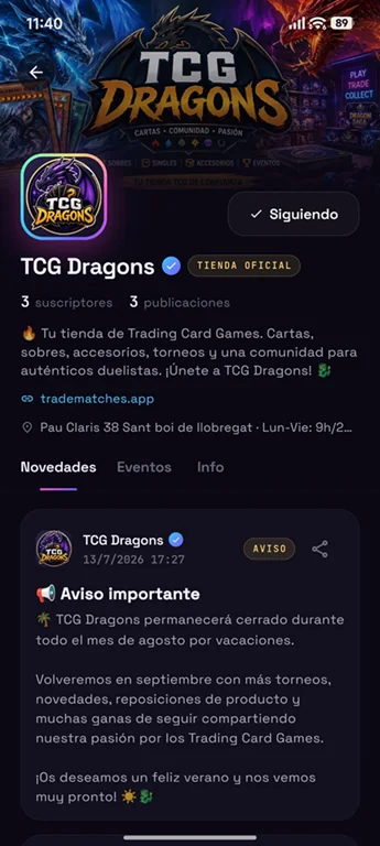 TradeMatches pantalla mapa